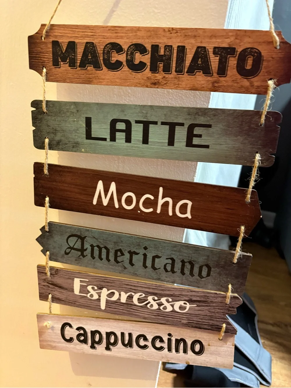 Rustic Coffee Menu Hanging Sign - Brown/Tan